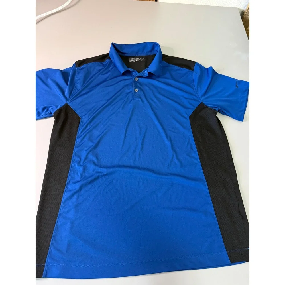 Nike Golf Dri-FIT Polo Shirt Mens XL Blue Black Motorola Solutions Embroidered
